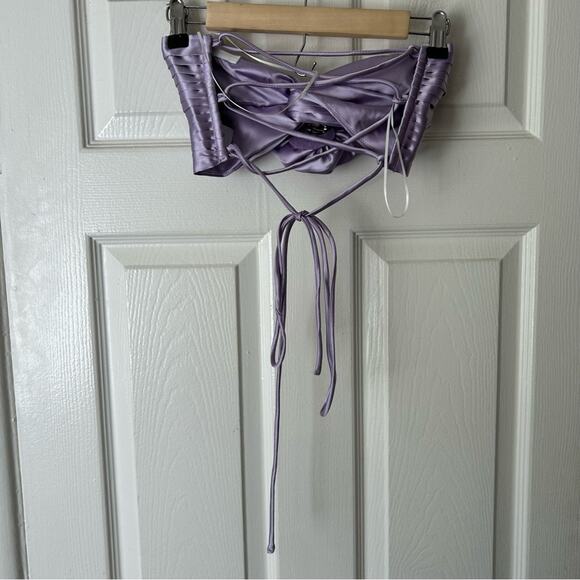 Shareen Collections Lilac Satin Maxi Skirt and Crop Top Set size 8 - Picture 5 of 13